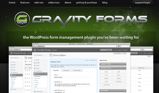 plugin liên hệ cho wordpress Gravity Forms For Wordpress